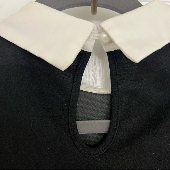 Frenchy Contrast Collar Pearls Beaded Dress - Picture 6 of 6